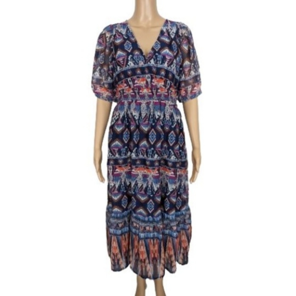 Old Navy Waist Defined V-Neck Midi Dress M